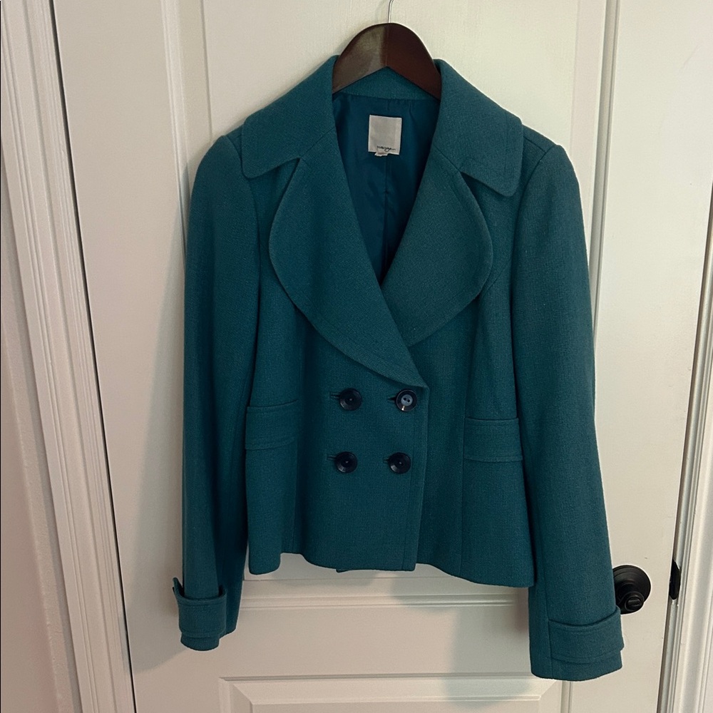 Halogen Teal Double-Breasted Blazer